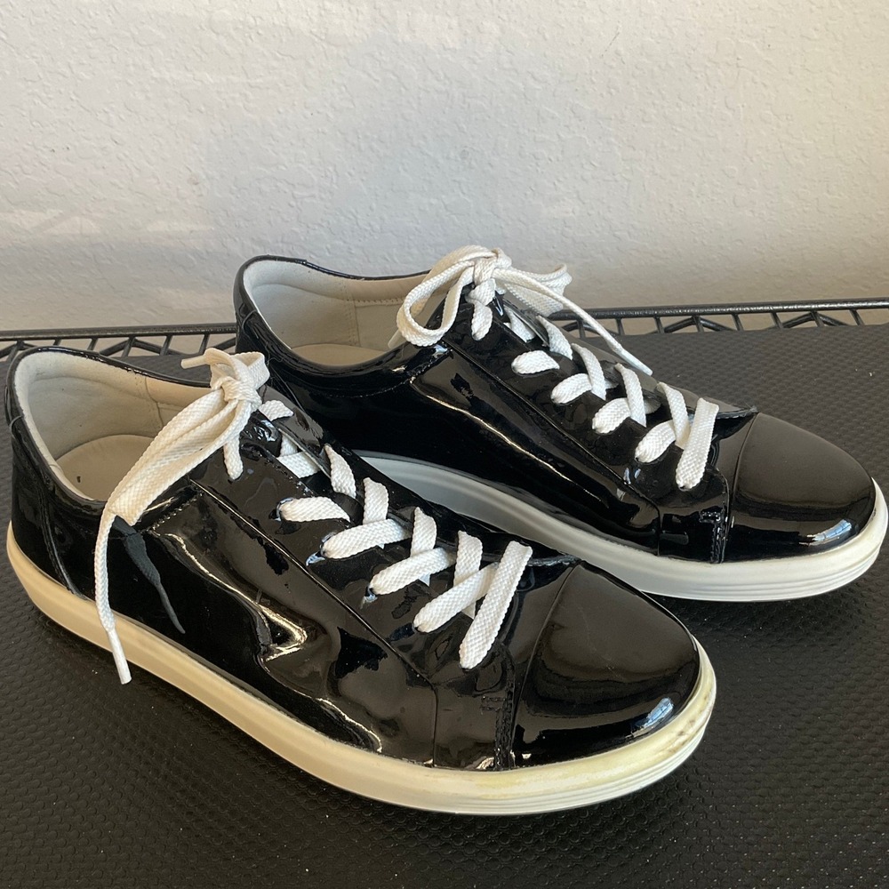 ECCO Soft 7 Womens 8.5 Black Patent Leather Lace Up Sneakers 39 47030301001 - Picture 11 of 14
